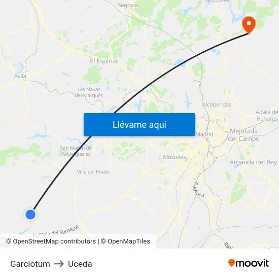 Garciotum to Uceda map