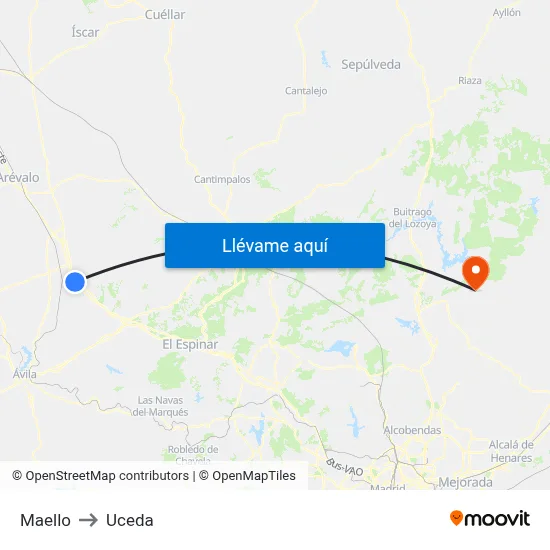 Maello to Uceda map