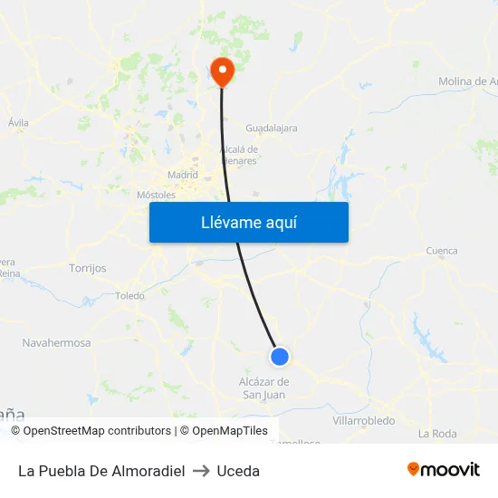 La Puebla De Almoradiel to Uceda map