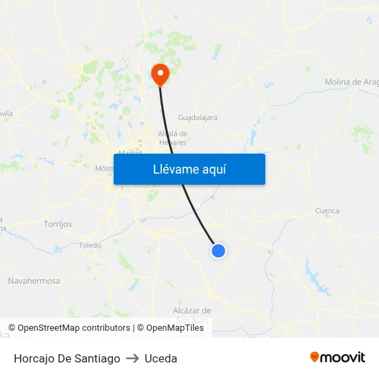 Horcajo De Santiago to Uceda map