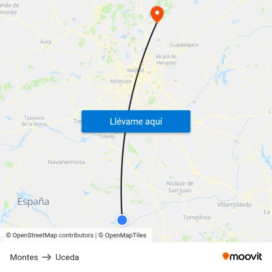 Montes to Uceda map