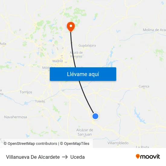 Villanueva De Alcardete to Uceda map
