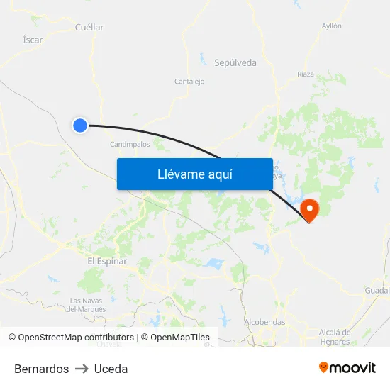 Bernardos to Uceda map