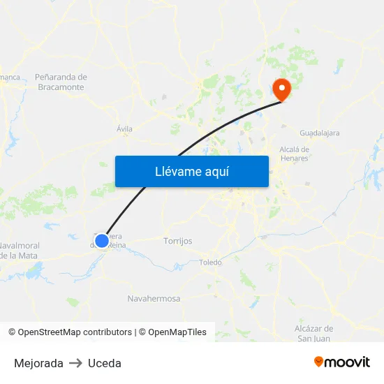 Mejorada to Uceda map