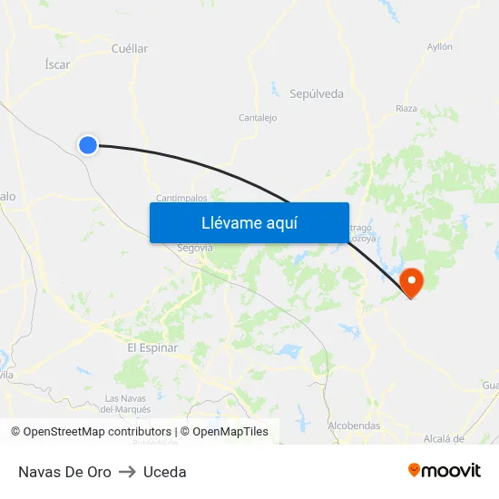 Navas De Oro to Uceda map
