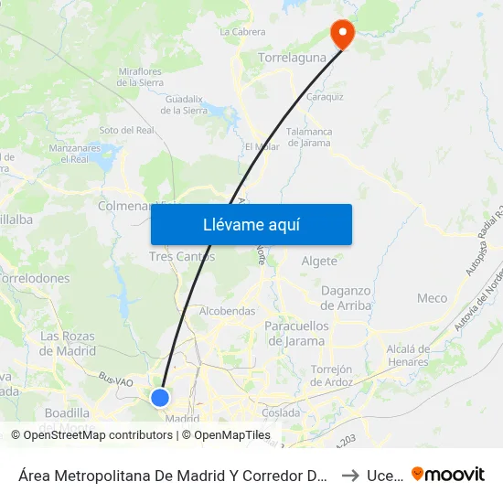 Área Metropolitana De Madrid Y Corredor Del Henares to Uceda map