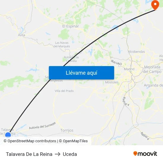Talavera De La Reina to Uceda map