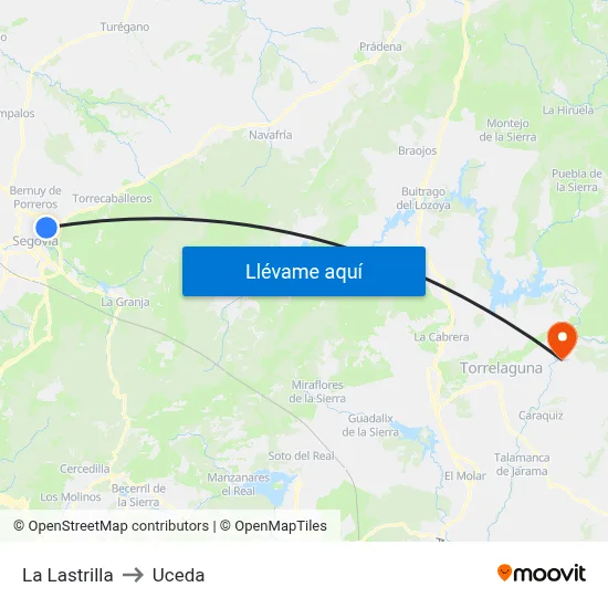 La Lastrilla to Uceda map
