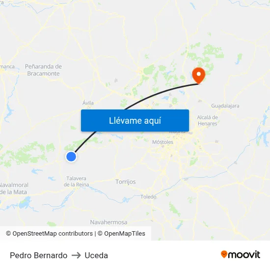 Pedro Bernardo to Uceda map