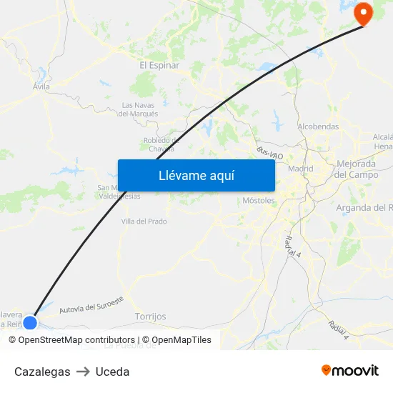 Cazalegas to Uceda map