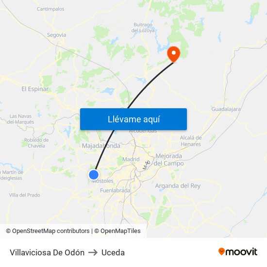 Villaviciosa De Odón to Uceda map