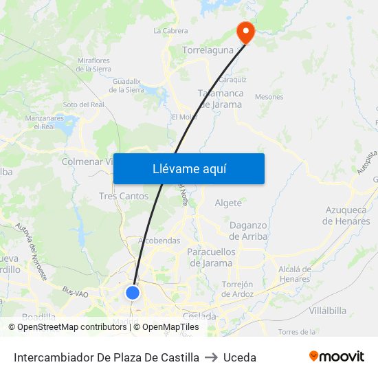 Intercambiador De Plaza De Castilla to Uceda map