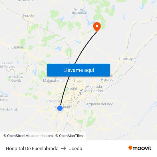 Hospital De Fuenlabrada to Uceda map