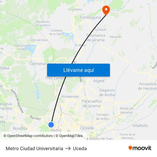 Metro Ciudad Universitaria to Uceda map