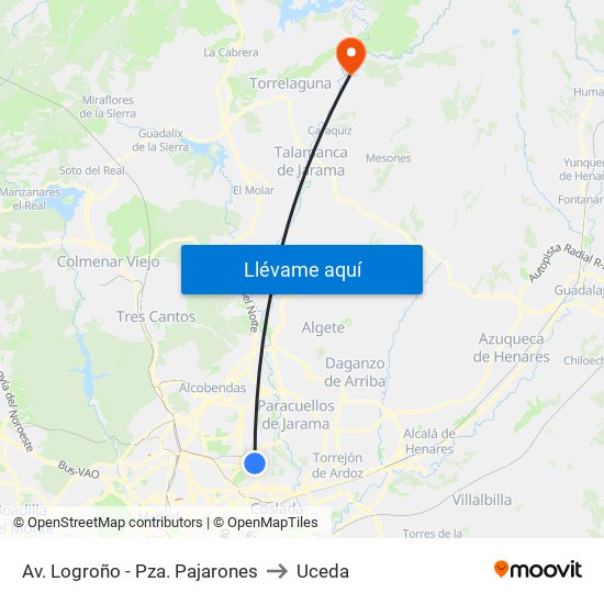Av. Logroño - Pza. Pajarones to Uceda map