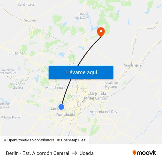 Berlín - Est. Alcorcón Central to Uceda map