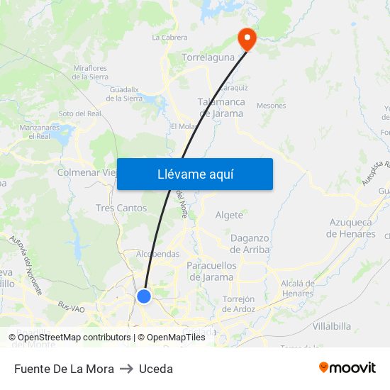 Fuente De La Mora to Uceda map