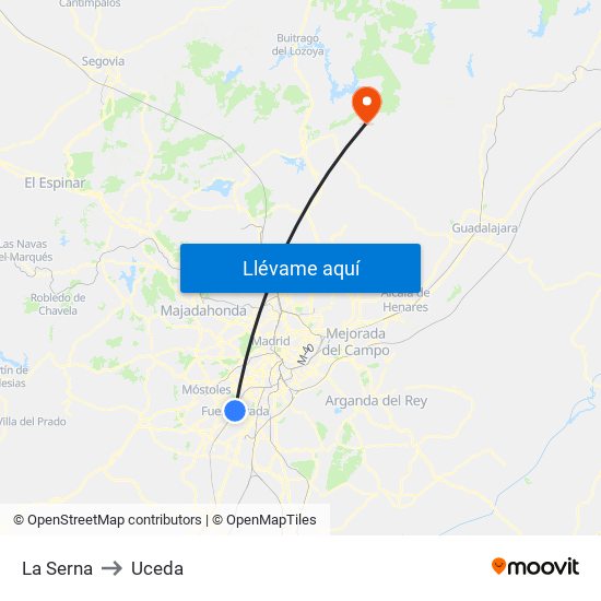 La Serna to Uceda map