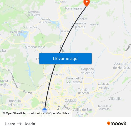 Usera to Uceda map