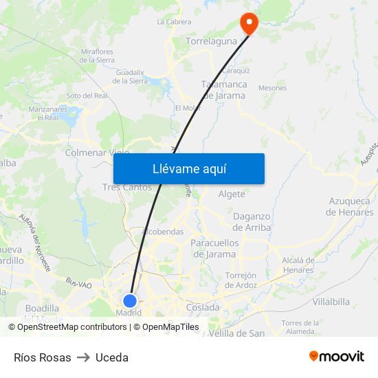 Ríos Rosas to Uceda map