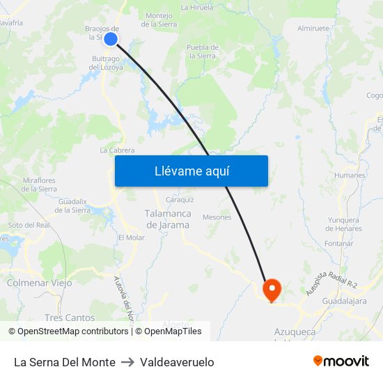 La Serna Del Monte to Valdeaveruelo map