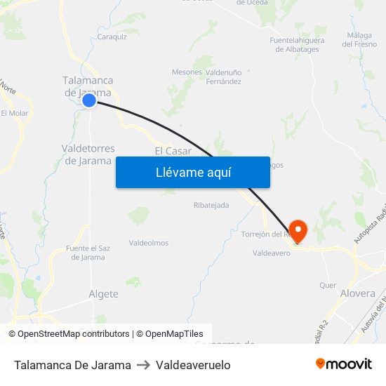 Talamanca De Jarama to Valdeaveruelo map