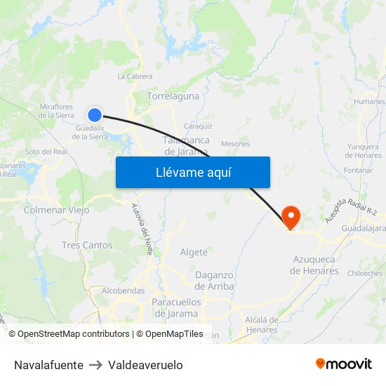 Navalafuente to Valdeaveruelo map