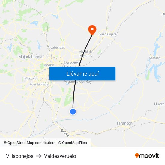 Villaconejos to Valdeaveruelo map