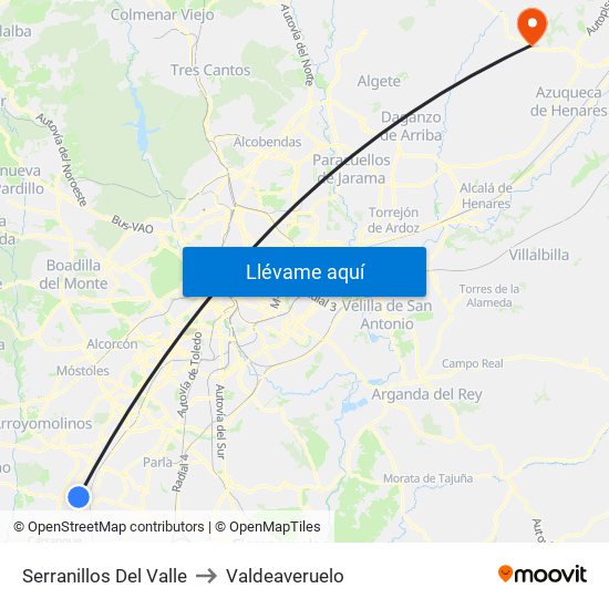 Serranillos Del Valle to Valdeaveruelo map