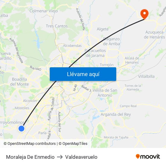 Moraleja De Enmedio to Valdeaveruelo map