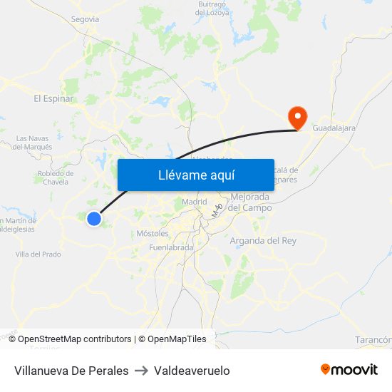 Villanueva De Perales to Valdeaveruelo map