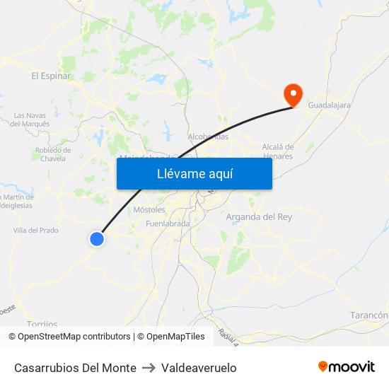 Casarrubios Del Monte to Valdeaveruelo map
