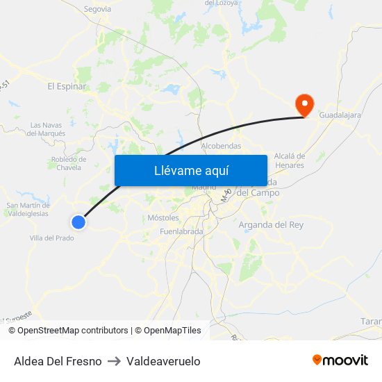 Aldea Del Fresno to Valdeaveruelo map