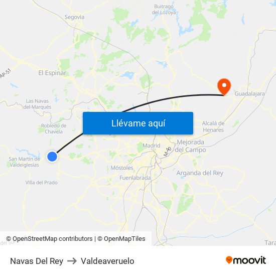 Navas Del Rey to Valdeaveruelo map