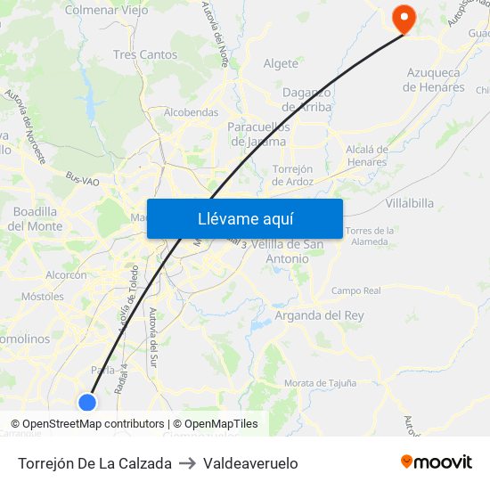 Torrejón De La Calzada to Valdeaveruelo map