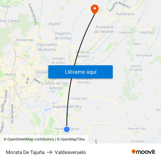 Morata De Tajuña to Valdeaveruelo map