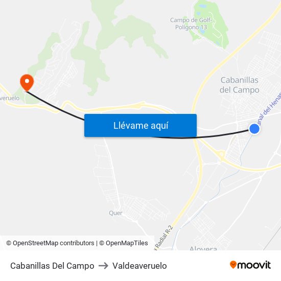 Cabanillas Del Campo to Valdeaveruelo map