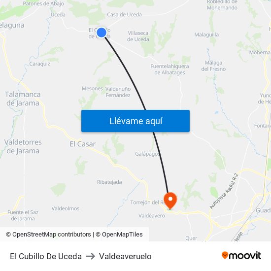 El Cubillo De Uceda to Valdeaveruelo map
