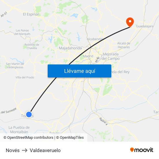 Novés to Valdeaveruelo map