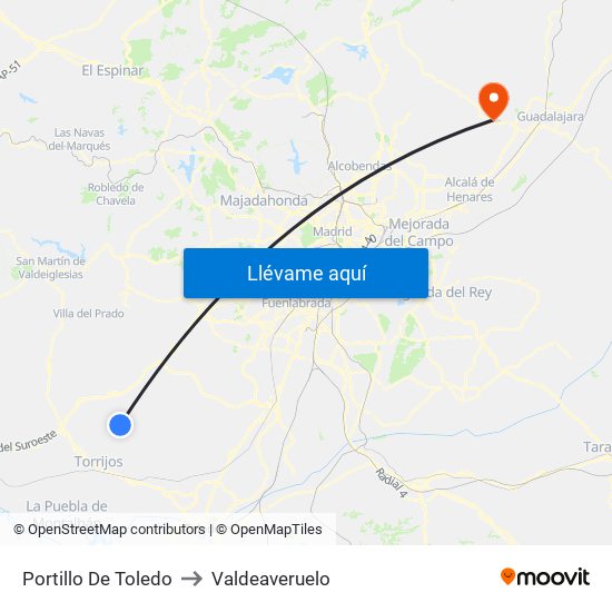 Portillo De Toledo to Valdeaveruelo map