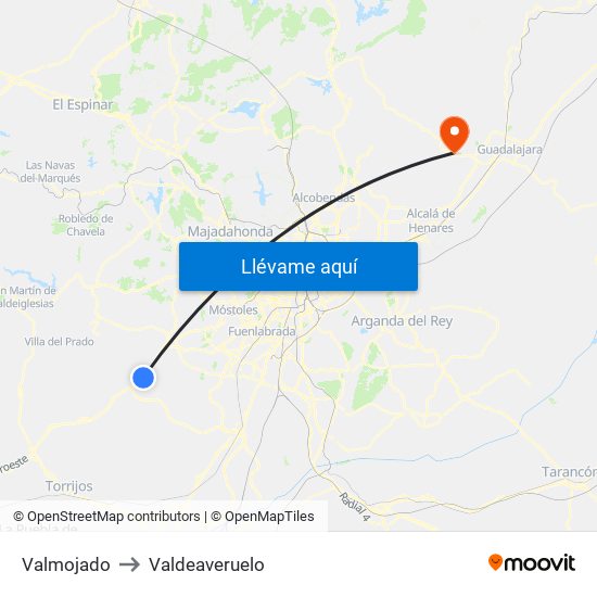 Valmojado to Valdeaveruelo map