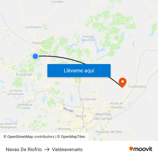 Navas De Riofrío to Valdeaveruelo map