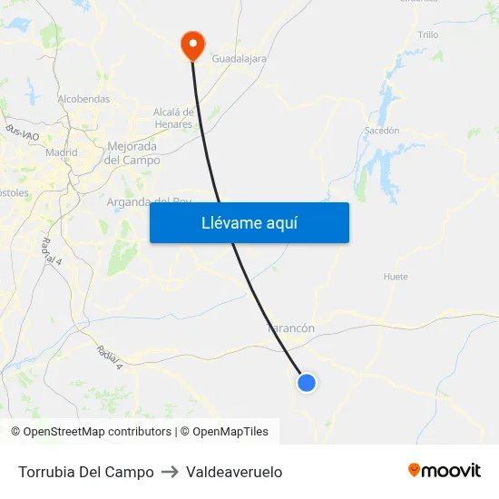 Torrubia Del Campo to Valdeaveruelo map