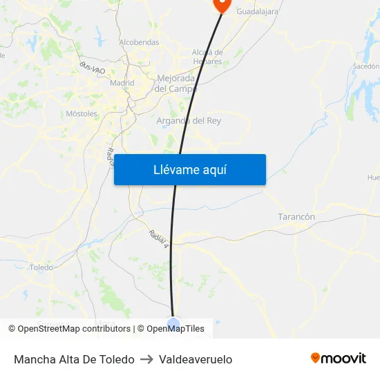 Mancha Alta De Toledo to Valdeaveruelo map