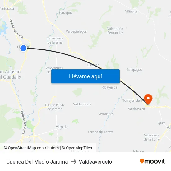 Cuenca Del Medio Jarama to Valdeaveruelo map