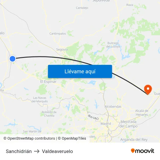Sanchidrián to Valdeaveruelo map