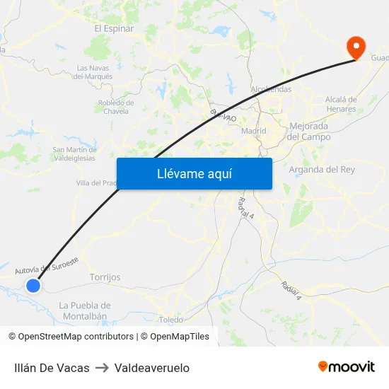 Illán De Vacas to Valdeaveruelo map