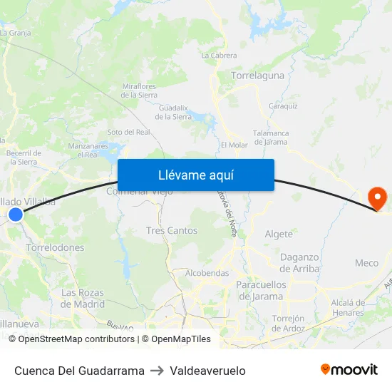 Cuenca Del Guadarrama to Valdeaveruelo map