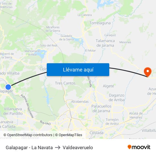 Galapagar - La Navata to Valdeaveruelo map