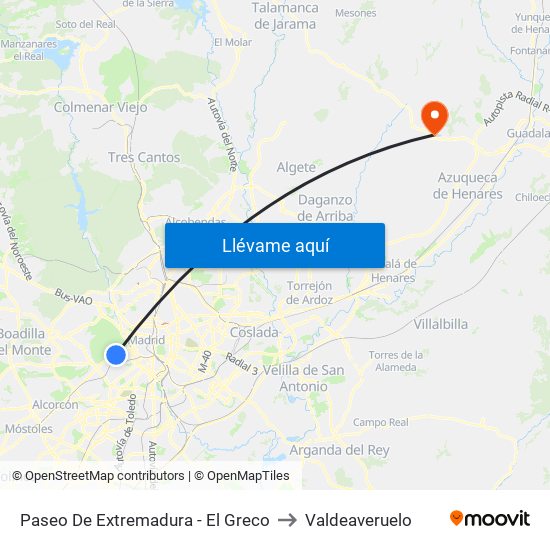 Paseo De Extremadura - El Greco to Valdeaveruelo map